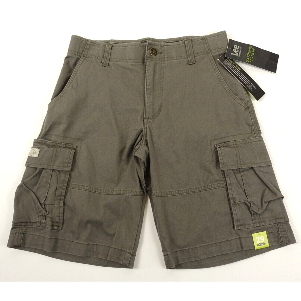 Lee Extreme Motion Shorts Men 29 Flex Waistband Stretch Pockets Sagebrush Gray
